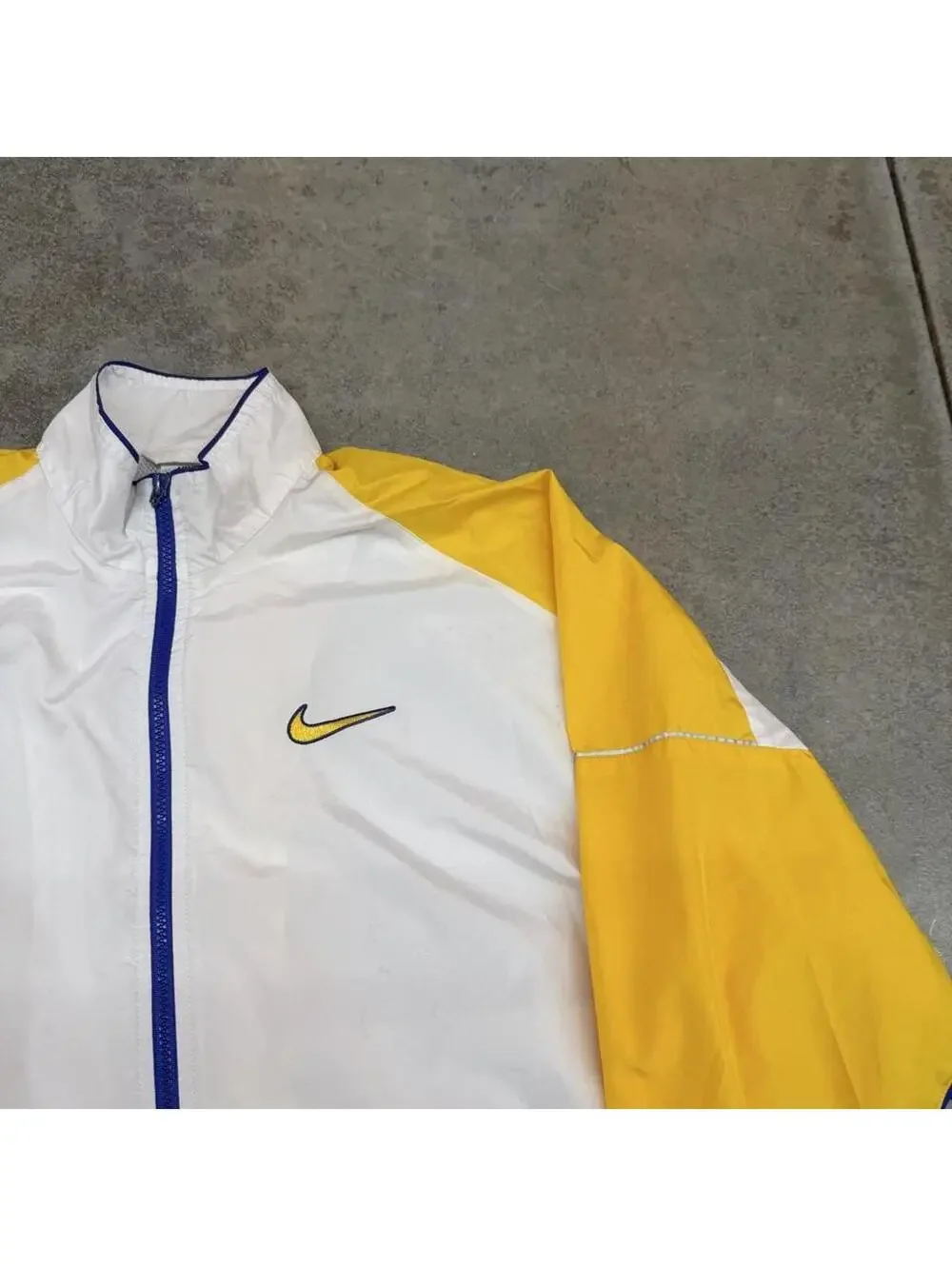 vintage nike yellow purple laker colorway zip up track jacket medium WOMENS